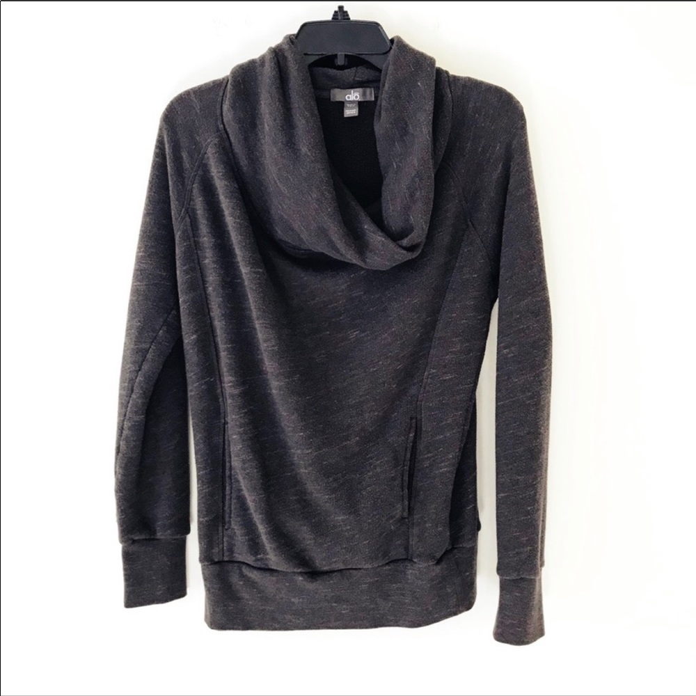 ALO YOGA Gray Funnel neck Pullover Sweatshirt